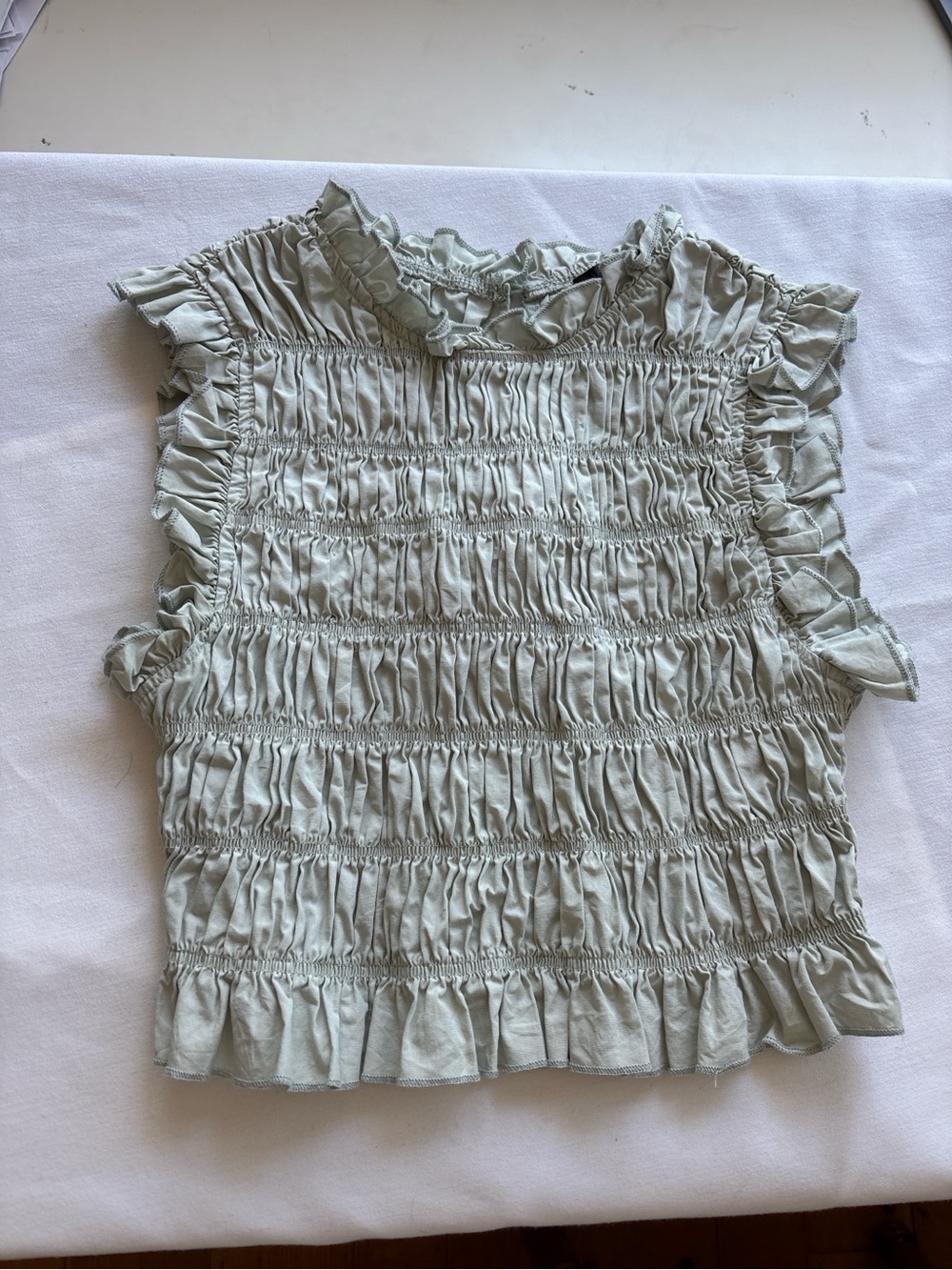 Missguided + Sage Green Smocked Ruffle Camisole